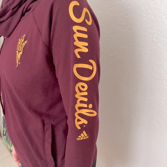 ASU Adidas Crew Neck Pullover Arizona State University Sun Devils Pockets - Picture 3 of 8